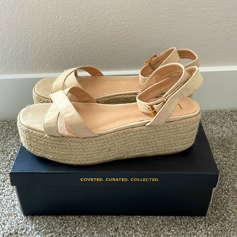 Nude Suede Platform Sandals